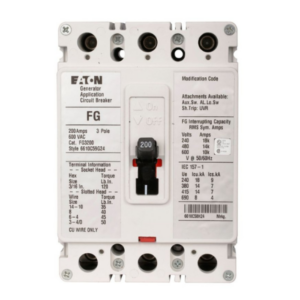 FG3200 | Eaton 200A F-Frame Engine Generator Molded Case Circuit Breaker 600VAC 3-Pole